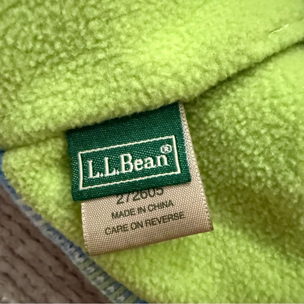 L.L. Bean Kids Plaid Fleece Lined Beanie Hat Blue Green‎ Tassel Small